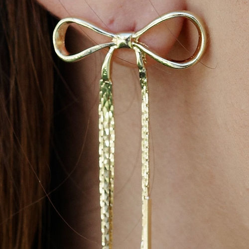 Golden Bow Cascade Earrings